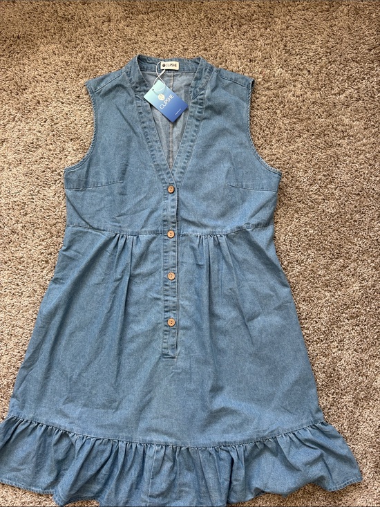Cupshe Dresses & Skirts - Cupshe Women’s Sleeveless Denim Button-Front Dress in Blue